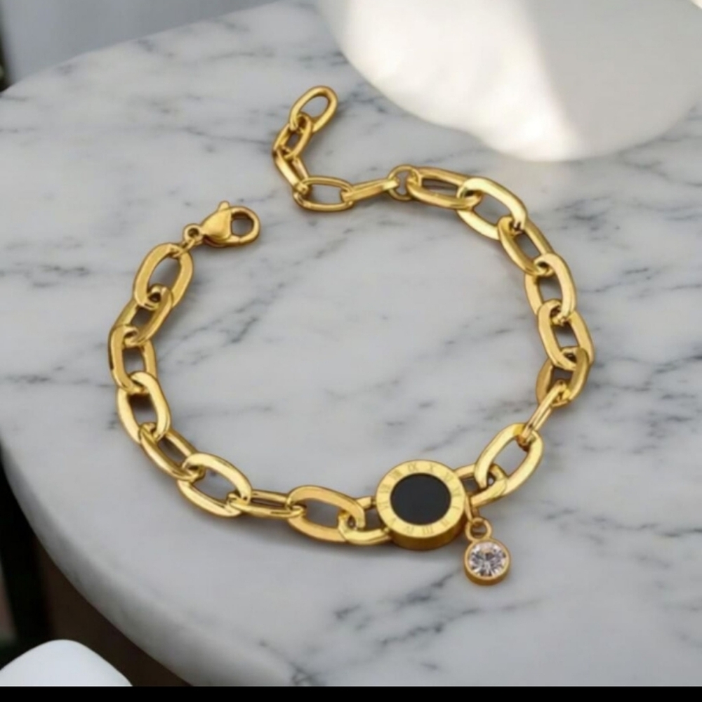 Chain Bracelet with Black Accent Gem - Picture 5 of 7